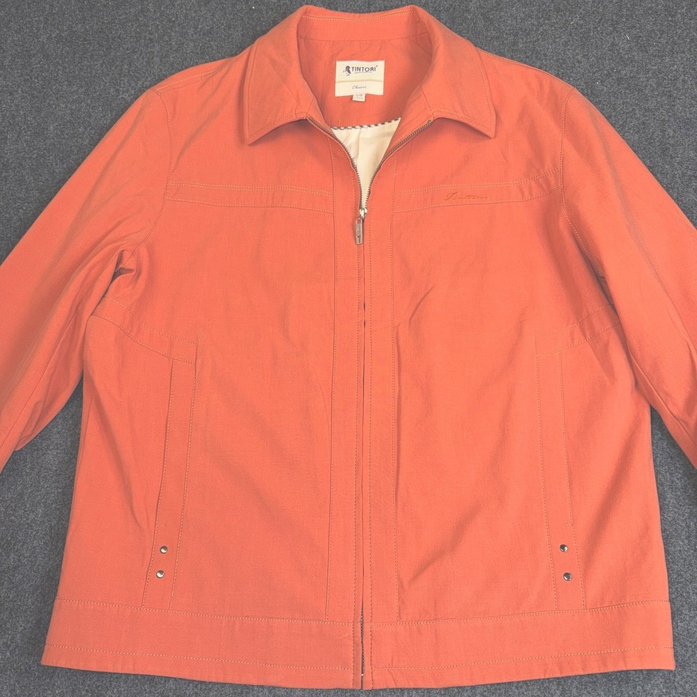 Men's Tintori Classic‎ Orange Zip Front Lightweight Jacket Size 50 Fits  XL/2XL